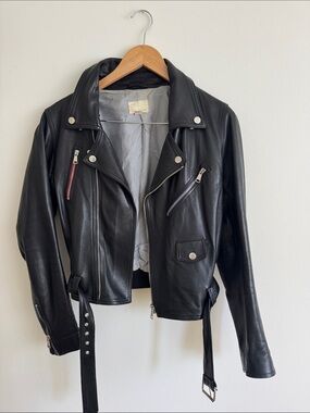 Band Of Outsiders Black Leather Biker Jacket